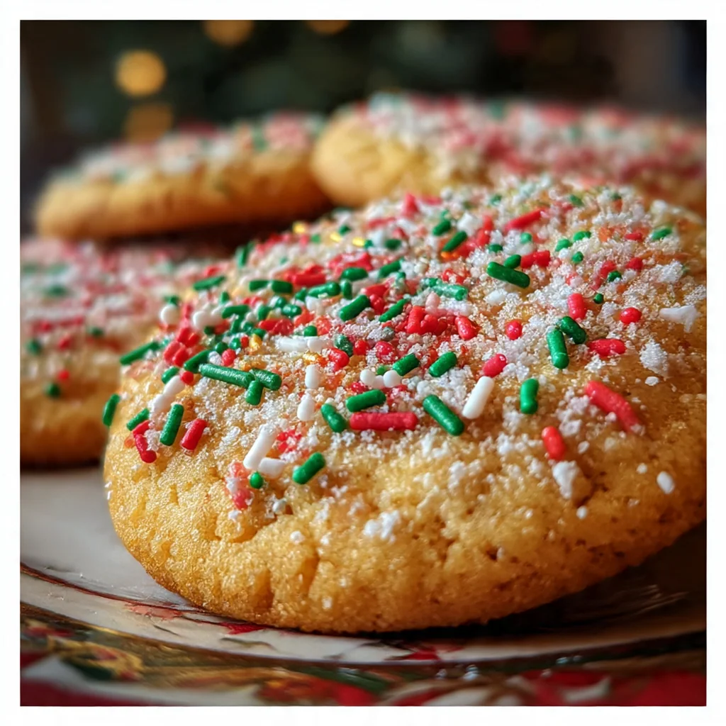 Raw gingerbread cookie dough balls being rolled in a bowl of sparkling granulated sugar before baking.